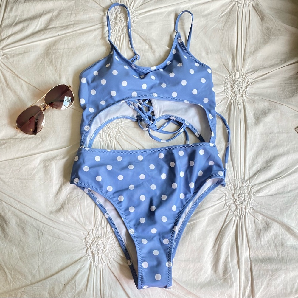Blue cutout swimsuit